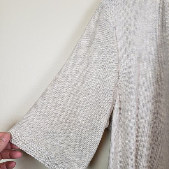 Eileen Fisher Cardigan Sweater Neutral Open Front  Pockets Short Sleeve Small - Picture 5 of 7